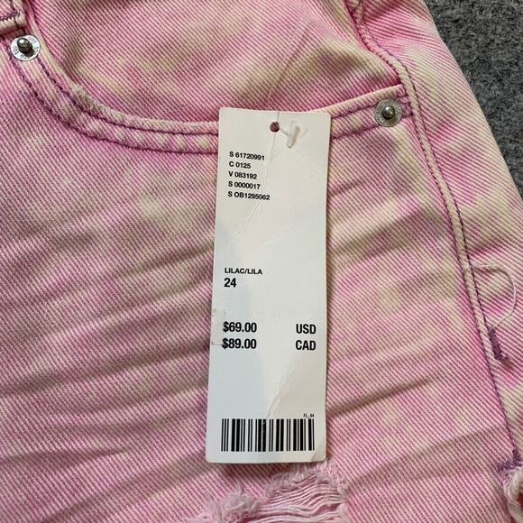 BDG Shorts Womens 24 Pink Carla High Waisted Cutoff Distressed Urban Outfitters - Picture 4 of 12